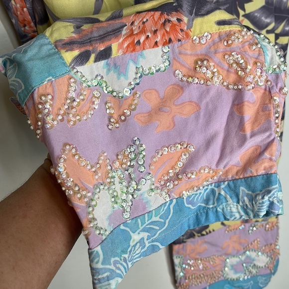 California Style lounge capri pants size Small, beautiful sparkly bottom of pant - Picture 5 of 8